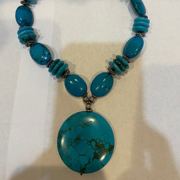 NEW!!  Authentic Turquoise and Sterling Silver Necklace - Picture 1 of 5